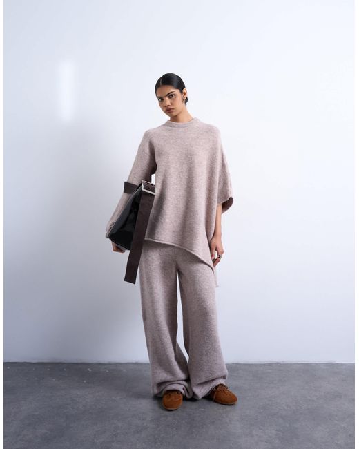 Poncho d'ensemble souple en maille - beige TOPSHOP en coloris Purple