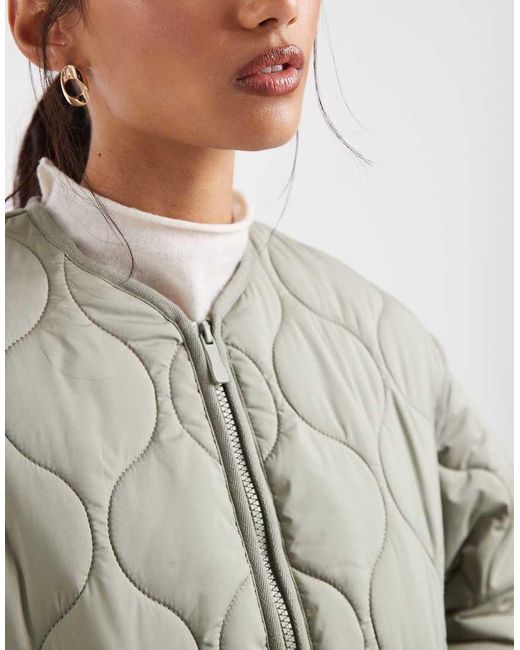 New Look Gray Quilted Padded Jacket