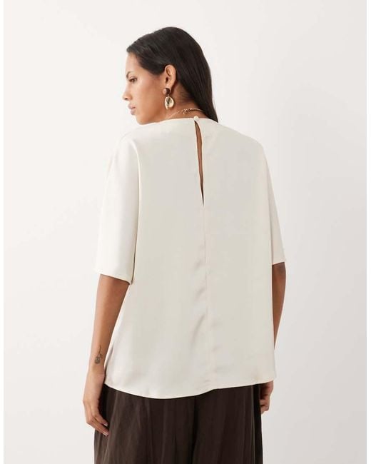 Pretty Lavish White Breya Satin Boxy Top