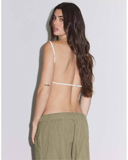 Stradivarius White Open Back Strappy Top
