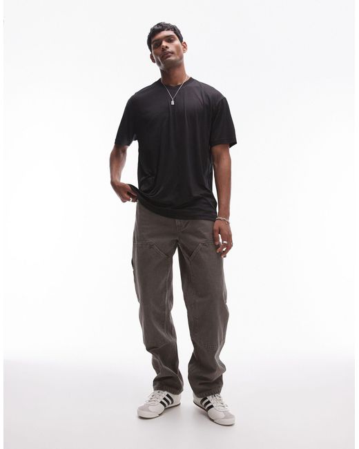 Topman Black Oversize Fit Sheer T-shirt for men