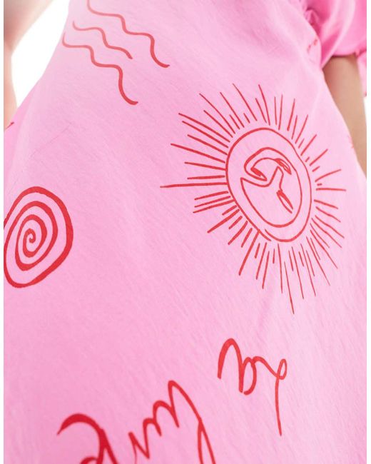 New Look Midaxi Jurk Met V-Hals in het Pink