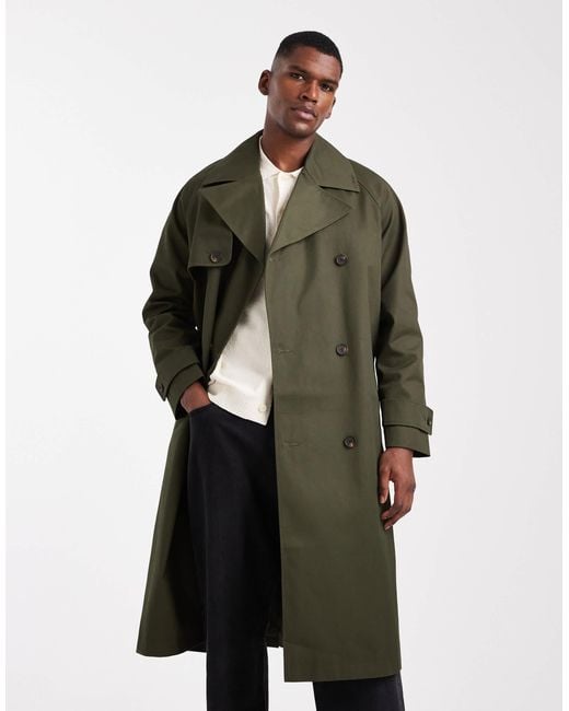 ASOS – oversize-trenchcoat in Green für Herren