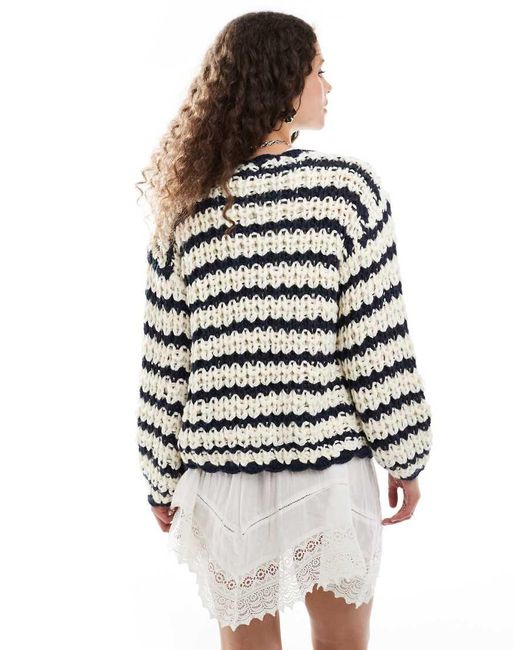 Bailey Rose White Chunky Knit Open Cardigan