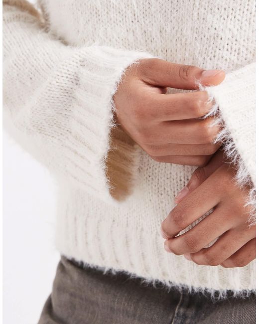 Threadbare White Crew Neck Fluffy Soft Touch Jumper