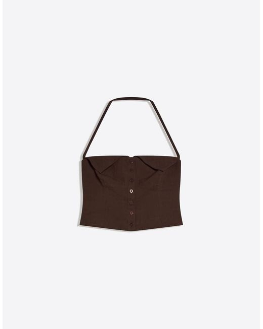 Bershka Brown Halter Button-up Vest