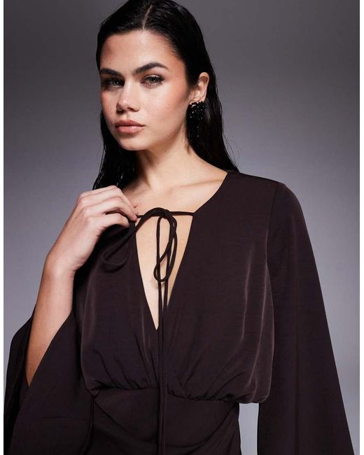 ASOS Blue Cross Neck Blouson Bodice Maxi Dress