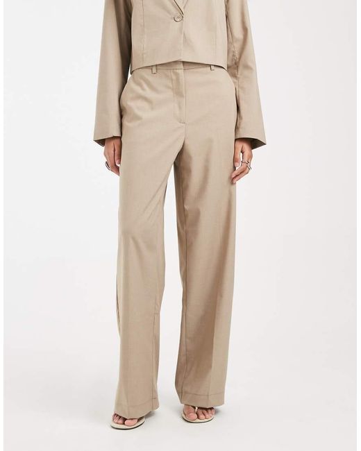 Pieces Natural Tailored High Waisted Wide Leg Trousers Co-Ord
