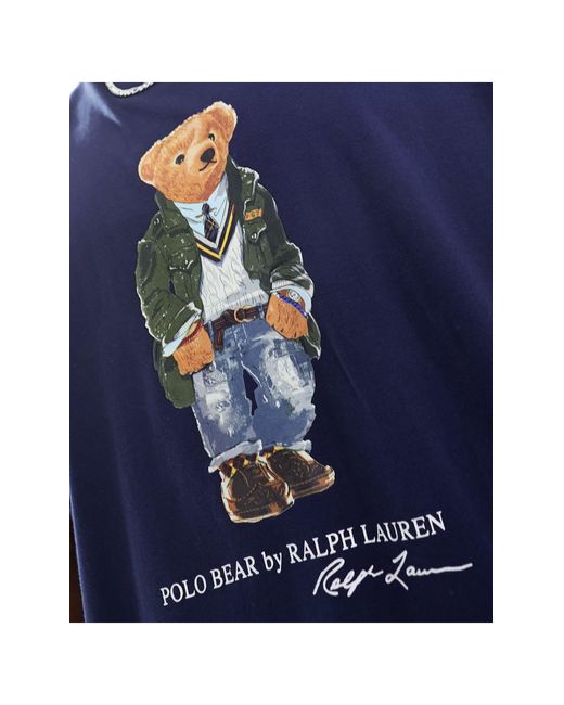 Big & tall - heritage - t-shirt oversize classica con stampa di orsetto di Polo Ralph Lauren in Blue da Uomo