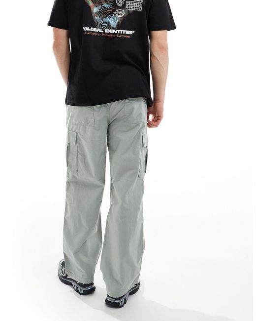 Only & Sons Gray Technical Parachute Cargos for men