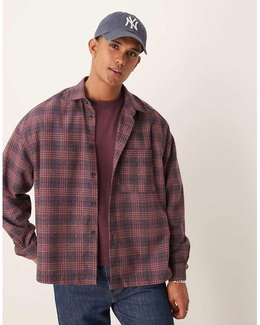 ASOS Purple Oversized Boxy Shirt With for men