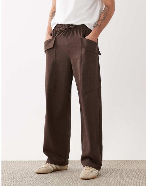 ASOS White Circular Design Collection Wide Leg Trackies With Cargo Pockets for men