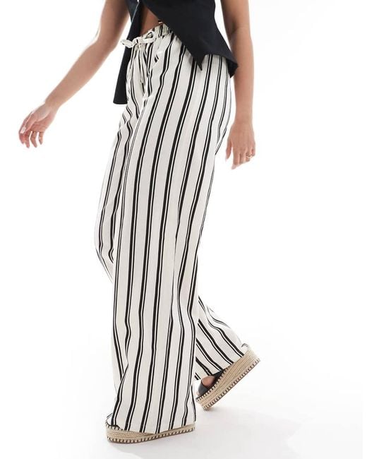Wednesday's Girl White Stripe Wide Leg Trouser