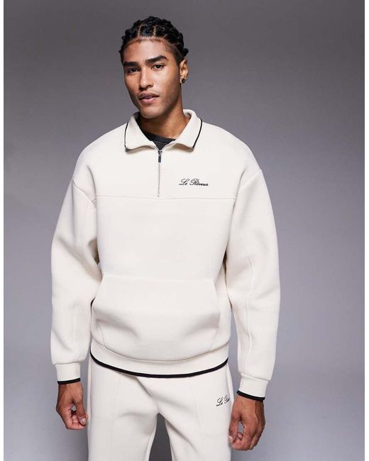 River Island Gray Premium 1/4 Zip Sweatshirt Co-Ord for men