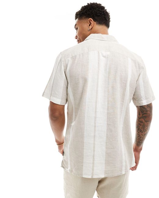 Only & Sons – hemd aus leinenmix in White für Herren