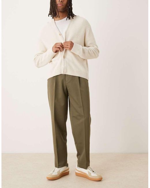 ASOS Natural Tailored Oversized Tapered Pants With Front Pleats for men