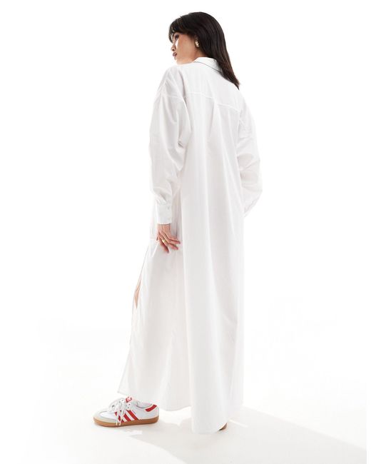 ASOS White Maxi Shirt Dress With High Double Split