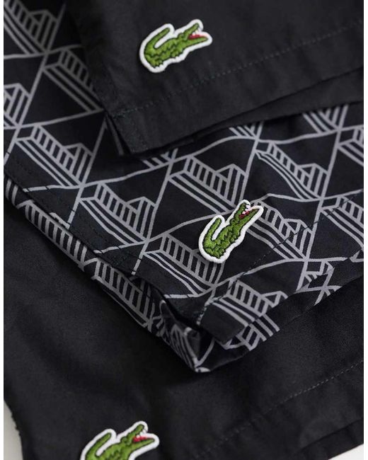 Lacoste Black 3 Pack Of Woven Monogram & Plain Boxers for men