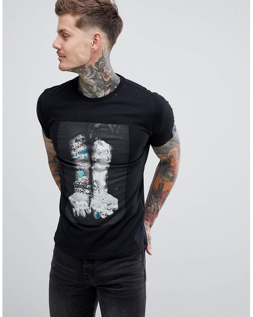 Besparing Geweldige eik Zorgvuldig lezen Replay Tattoo Arms Print Black T-shirt In Black for Men | Lyst