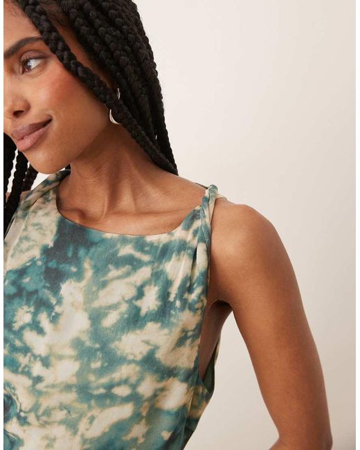 ASOS Green Dropped Waist Maxi Dress With Full Godet Hem