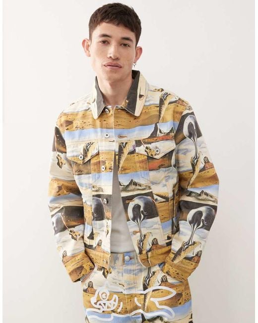ICECREAM Multicolor Dreamscape All Over Printed Denim Trucker Jacket Co-ord for men