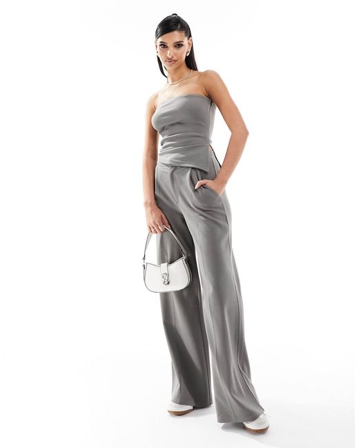 Top sans manches d'ensemble froncé sur le côté - anthracite ASOS en coloris White