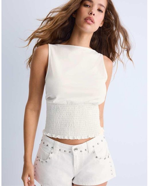 Stradivarius Elastisch T-Shirt in het White