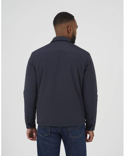 Brave Soul Blue Borg Lined Zip-Up Shacket for men