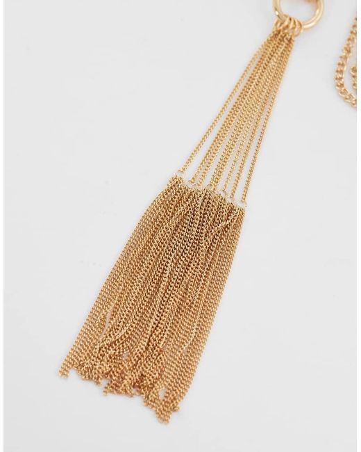 ASOS White T-bar Lariat Necklace With Tassel Chains