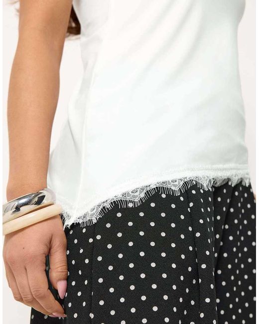 PixieGirl Blue Petite Lace Trim Asymmetric Vest Top