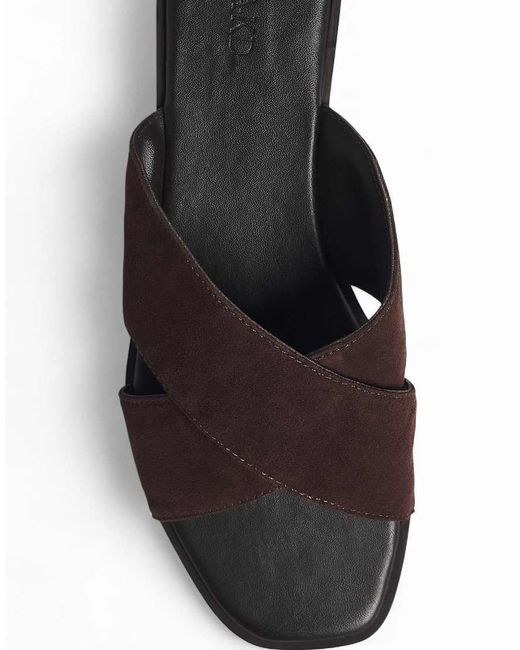 NA-KD Brown Cross Strap Suede Sandals
