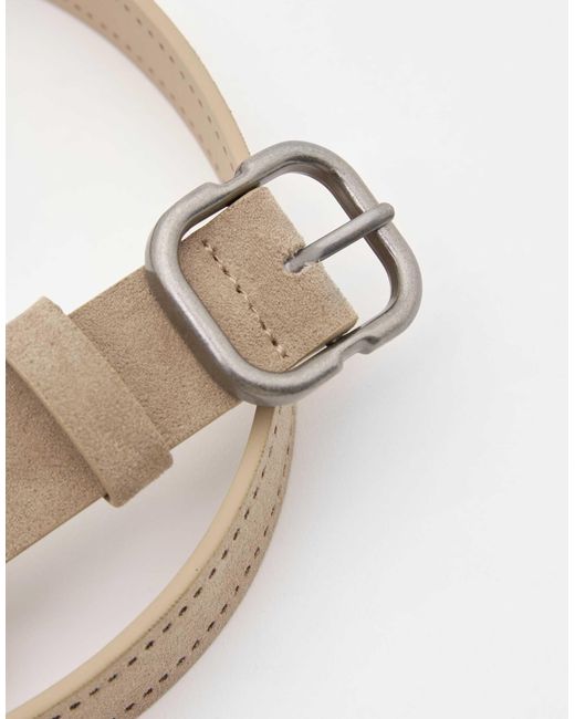 Ceinture imitation daim à trous - beige Pull&Bear pour homme en coloris Blue