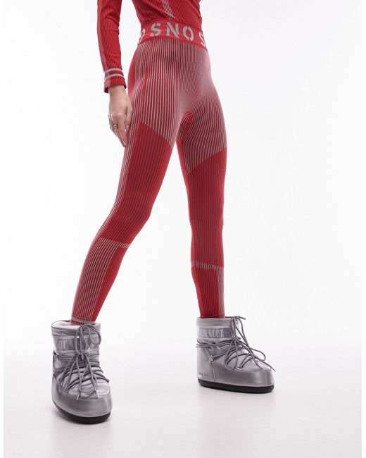 TOPSHOP Red Sno Ski Seamless Base Layer Ribbed leggings