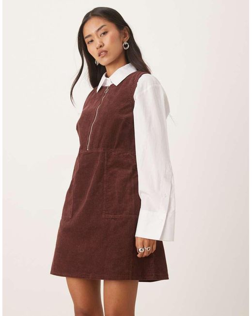 Nobody's Child Purple Homerton A-line Cord Pinafore Mini Dress