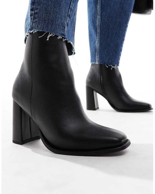 Botines Negros De Tacón Grueso Maddie De London Rebel de color Blue