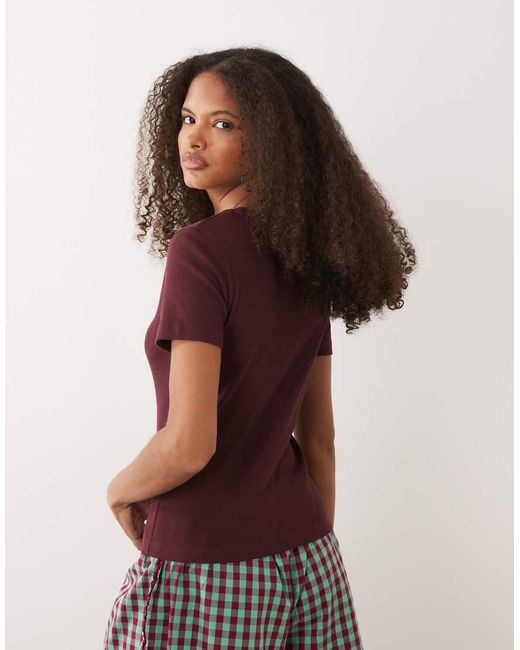 JJ Rebel Purple Ribbed Short Sleeved T-shirt