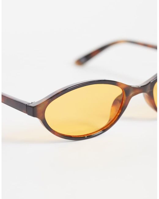 ASOS Metallic Slim Oval Sunglasses