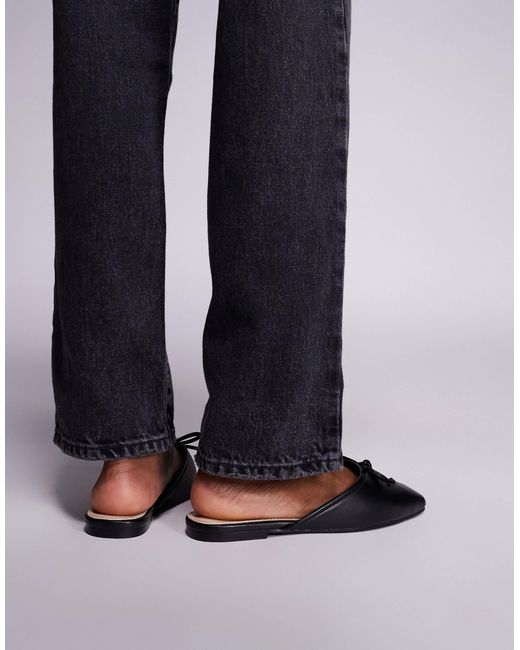 Public Desire Black Gio Slip On Mule Flats
