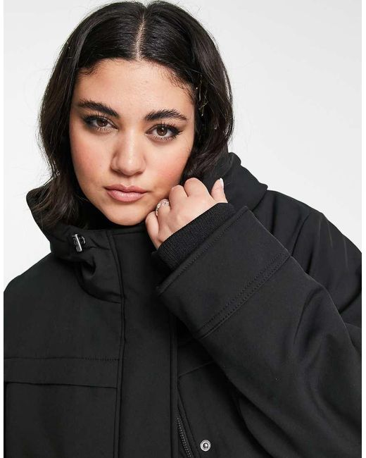 ONLY Black Longline Parka Coat