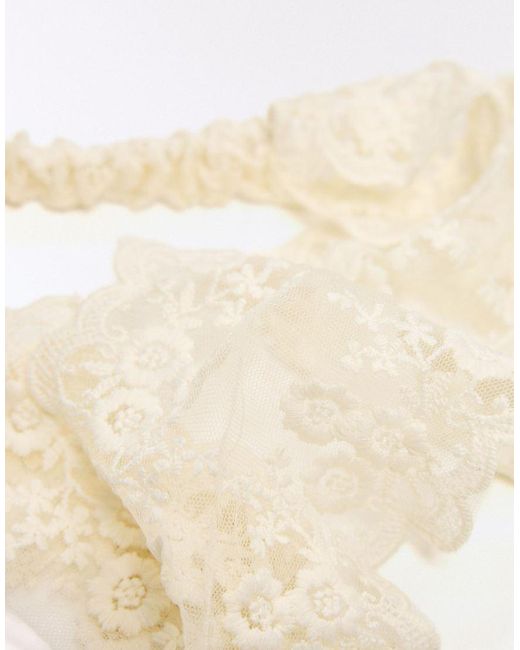 Bershka White Embroidered Hair Band