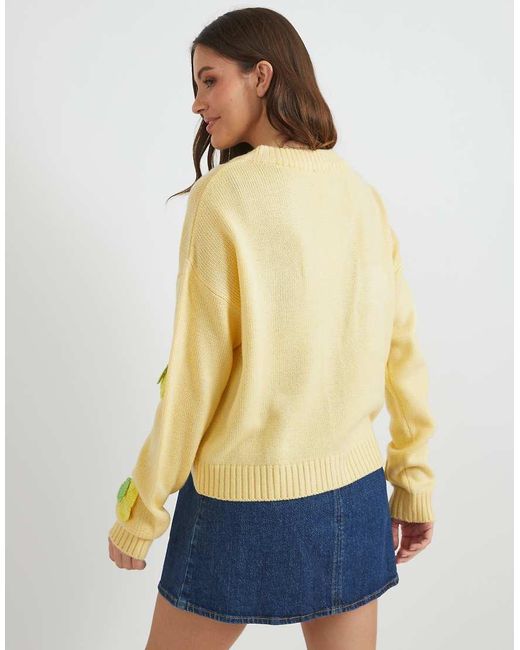 Skinnydip London Yellow London 3D Lemons Knitted Cardigan