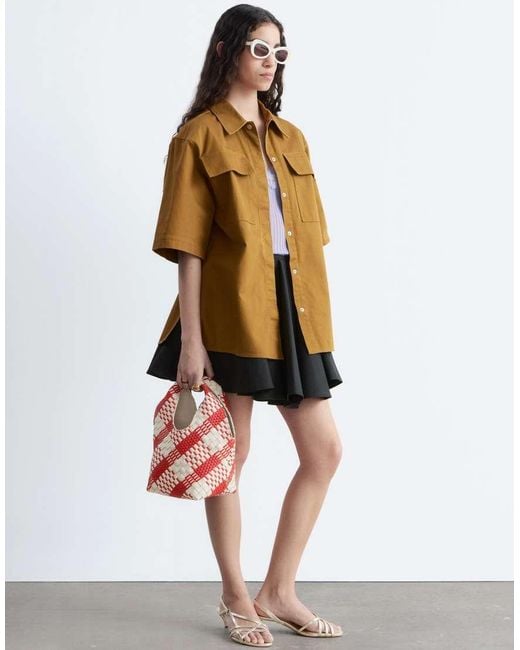 & Other Stories White Oversized Pure Cotton Utulity Shirt