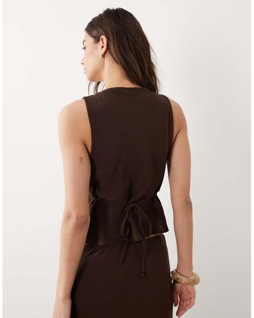 ASOS Brown Linen Blend Halter Top