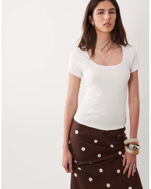 Jdy White Scoop Neck T-shirt