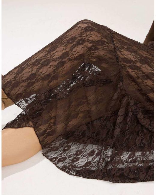 PixieGirl Brown Petite Lace Maxi Skirt