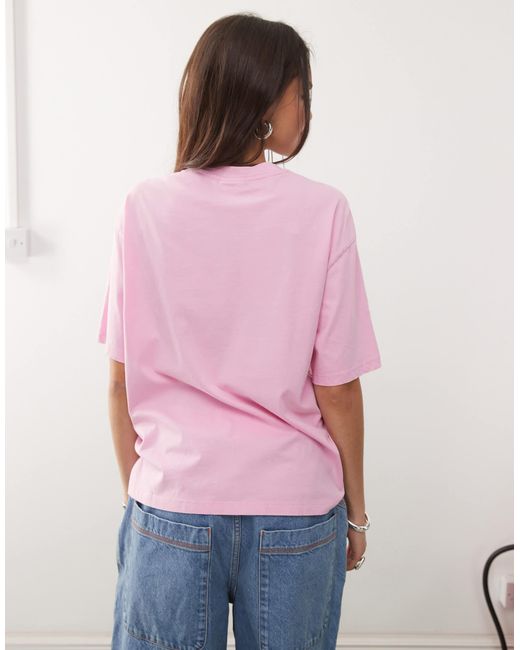Noisy May Pink Oversized Tee With Front Slogan