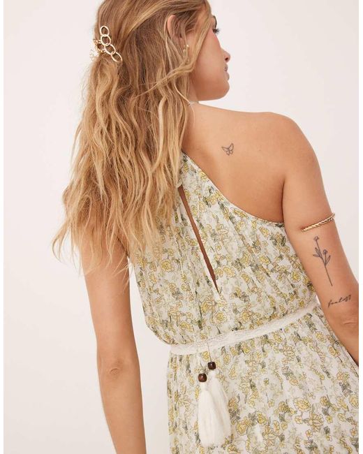 ASOS Natural Halter Maxi Dress With Embroidery Trim