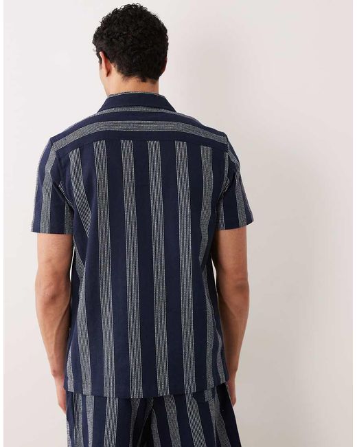 New Look Blue Co-ord Stripe Shirt for men