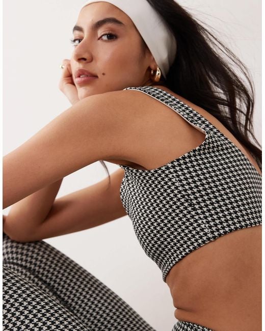 Abercrombie & Fitch Gray – ypb – sport-bh mit herzausschnitt und em hahnentrittmuster, kombiteil