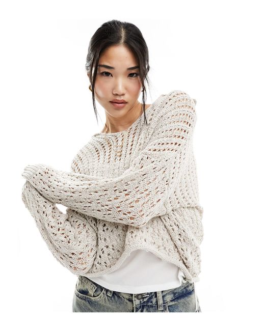 Cotton On White Cotton On Crochet Pullover Sweater